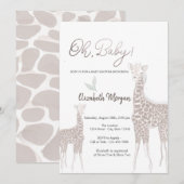 かわいい赤ちゃんキリン ベビーシャワー 招待状 (正面/裏面)