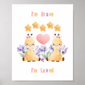 かわいい赤ちゃんキリン ポスター | 私は勇敢 - 私は愛されている (正面)