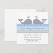 かわいい赤ちゃんクジラの性別発表 招待状 (正面/裏面)