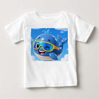 かわいい赤ちゃんクジラのTシャツ - おしゃれな海洋動物の服 ベビーTシャツ