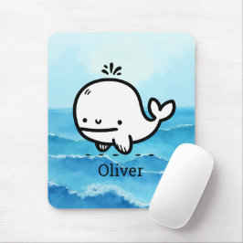 かわいい赤ちゃんクジラ - かわいい海洋生物ラインアート マウスパッド