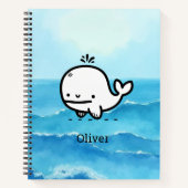 かわいい赤ちゃんクジラ - キュートな海洋生物ラインアート ノートブック (正面)