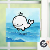 かわいい赤ちゃんクジラ - Kawaii 海の生き物 ラインアート ウィンドウサイン (ホーム)