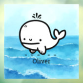 かわいい赤ちゃんクジラ - Kawaii 海の生き物 ラインアート ウィンドウサイン (シート3)