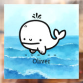 かわいい赤ちゃんクジラ - Kawaii 海の生き物 ラインアート ウィンドウサイン (シート2)