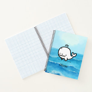 かわいい赤ちゃんクジラ - Kawaii 海の生き物 ラインアート ノートブック