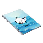 かわいい赤ちゃんクジラ - Kawaii 海の生き物 ラインアート ノートブック (右側)