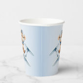 かわいい赤ちゃんクマのパイロットが乗った青い飛行機の美しいデザイン 紙コップ (右)