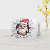 かわいい赤ちゃんクリスマス動物 3Dフクロウグリーティング カード (黄色い花)