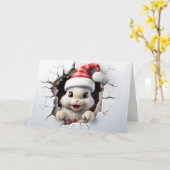かわいい赤ちゃんクリスマス動物 3D ウサギの挨 カード (黄色い花)