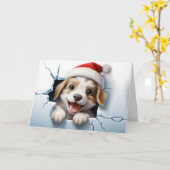 かわいい赤ちゃんクリスマス動物 3D 子犬の挨拶 カード (黄色い花)