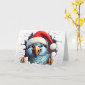 かわいい赤ちゃんクリスマス動物 3D 鳥の挨 カード (黄色い花)