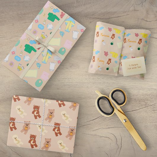 かわいい赤ちゃんグッズ/テディベアラッピングペーパー ラッピングペーパーシート