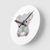かわいい赤ちゃんコアラのステッカークリップアート ラウンド壁時計 (傾斜)