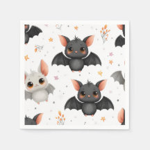 かわいい赤ちゃんコウモリのハロウィンパーティ用ナプキン