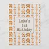 かわいい赤ちゃんサファリ動物 インビテーションポストカード (正面)