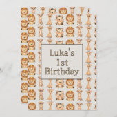 かわいい赤ちゃんサファリ動物 招待状 (正面/裏面)