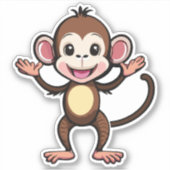 かわいい赤ちゃんサルが素敵なジグダンス シール (正面)