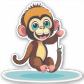 かわいい赤ちゃんサルが素敵なジグダンス シール (正面)