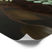 かわいい赤ちゃんサルが黄色の花の木に座っている ポスター (角)