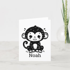 かわいい赤ちゃんサルのかき絵 - かわいいベビーアート サンキューカード
