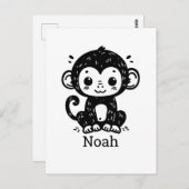 かわいい赤ちゃんサルのかき絵 - かわいいベビーアート ポストカード (正面/裏面)