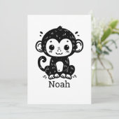 かわいい赤ちゃんサルのかき絵 - かわいいベビーアート 招待状 (スタンド正面)