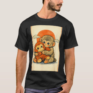 かわいい赤ちゃんサル可愛い日本ニホンザル浮世絵 Tシャツ