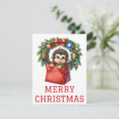 かわいい赤ちゃんサル クリスマスカード (スタンド正面)