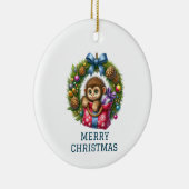 かわいい赤ちゃんサル クリスマス セラミックオーナメント (右)