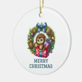 かわいい赤ちゃんサル クリスマス セラミックオーナメント (左)