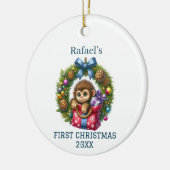 かわいい赤ちゃんサル クリスマス セラミックオーナメント (左)