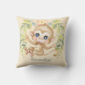 かわいい赤ちゃんサル　ジャングルのキュートな動物 クッション (裏面)