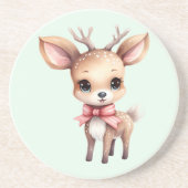 かわいい赤ちゃんシカのキャラクターイラスト コースター (正面)