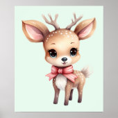 かわいい赤ちゃんシカのキャラクターイラスト ポスター (正面)