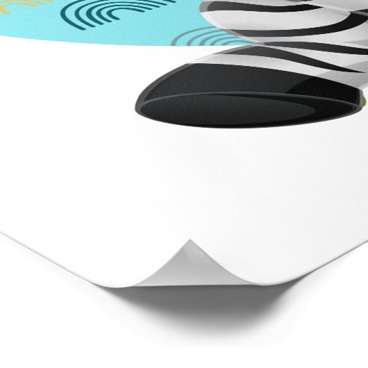 かわいい赤ちゃんシマウマのアート 子供の名前とメッセージ ポスター (角)