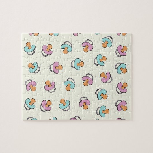 かわいい赤ちゃんシャワーおしゃぶり男女別リビール ジグソーパズル (横)