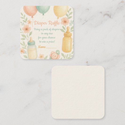 かわいい赤ちゃんシャワーおむつラッフルエンクロージャカード エンクロージャーカード (正面/裏面)