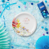 かわいい赤ちゃんシャワーが途中にある小さな野花 ペーパープレート (パーティー)