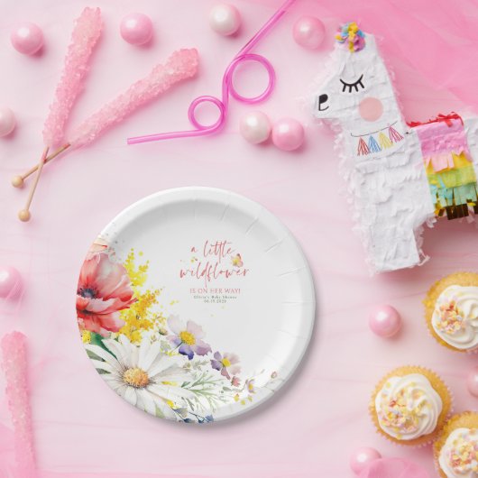 かわいい赤ちゃんシャワーが途中にある小さな野花 ペーパープレート (パーティー)