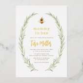 かわいい赤ちゃんシャワーに輝く男女兼用ママ 箔招待状 (正面)