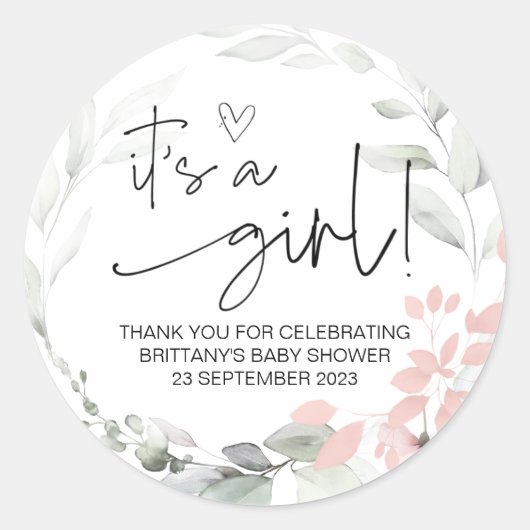 かわいい赤ちゃんシャワーのお気に入りフローラ ラウンドシール (正面)