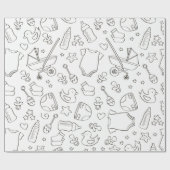 かわいい赤ちゃんシャワーのギフトdoodle黒と白のデザイン ラッピングペーパー (フラット)
