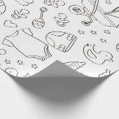 かわいい赤ちゃんシャワーのギフトdoodle黒と白のデザイン ラッピングペーパー (角)