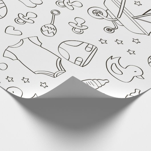 かわいい赤ちゃんシャワーのギフトdoodle黒と白のデザイン ラッピングペーパー (角)