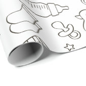 かわいい赤ちゃんシャワーのギフトdoodle黒と白のデザイン ラッピングペーパー (ロールコーナー)