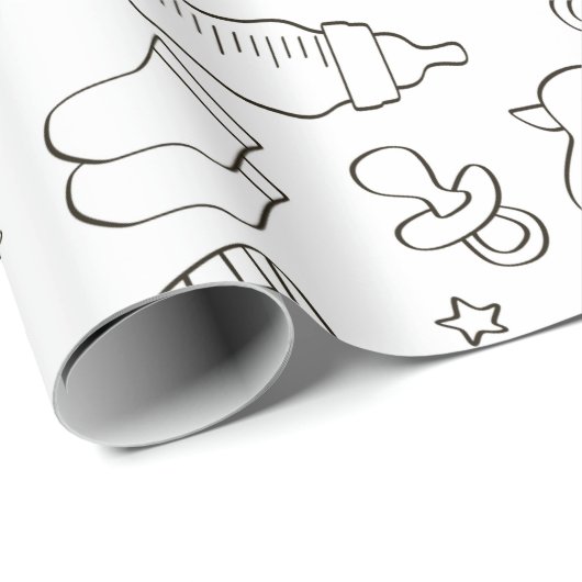 かわいい赤ちゃんシャワーのギフトdoodle黒と白のデザイン ラッピングペーパー (ロールコーナー)