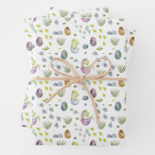 かわいい赤ちゃんシャワーのタイリングされた少年たちの恐竜 ラッピングペーパーシート (インサイチュ)