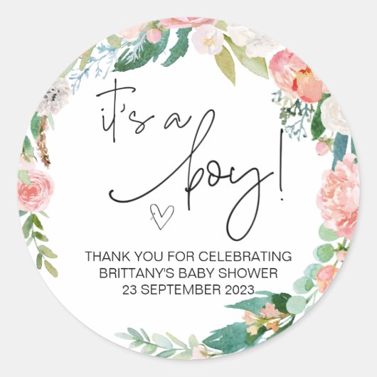 かわいい赤ちゃんシャワーのパーティーのお気に入りフローラ ラウンドシール (正面)