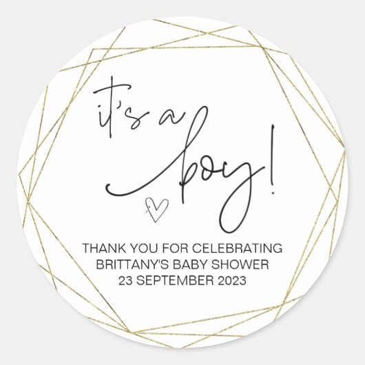 かわいい赤ちゃんシャワーのパーティーのお気に入り金ゴールド ラウンドシール (正面)